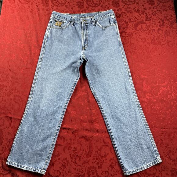 Cinch Jeans Bronze Label Mens 36x30 (34x28") Stone Wash Western Denim Whiskers - Picture 1 of 16